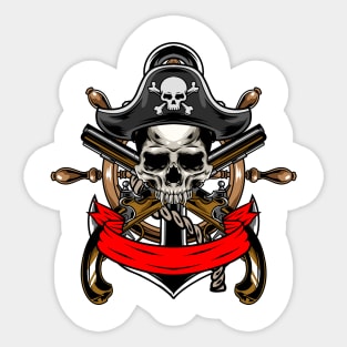 Skull Pirates Guns x Steering Wheel Anchor Sticker